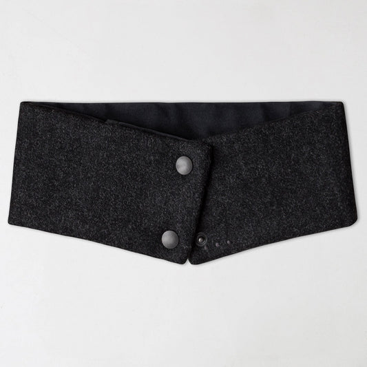 Intercollar anthracite en laine et velours