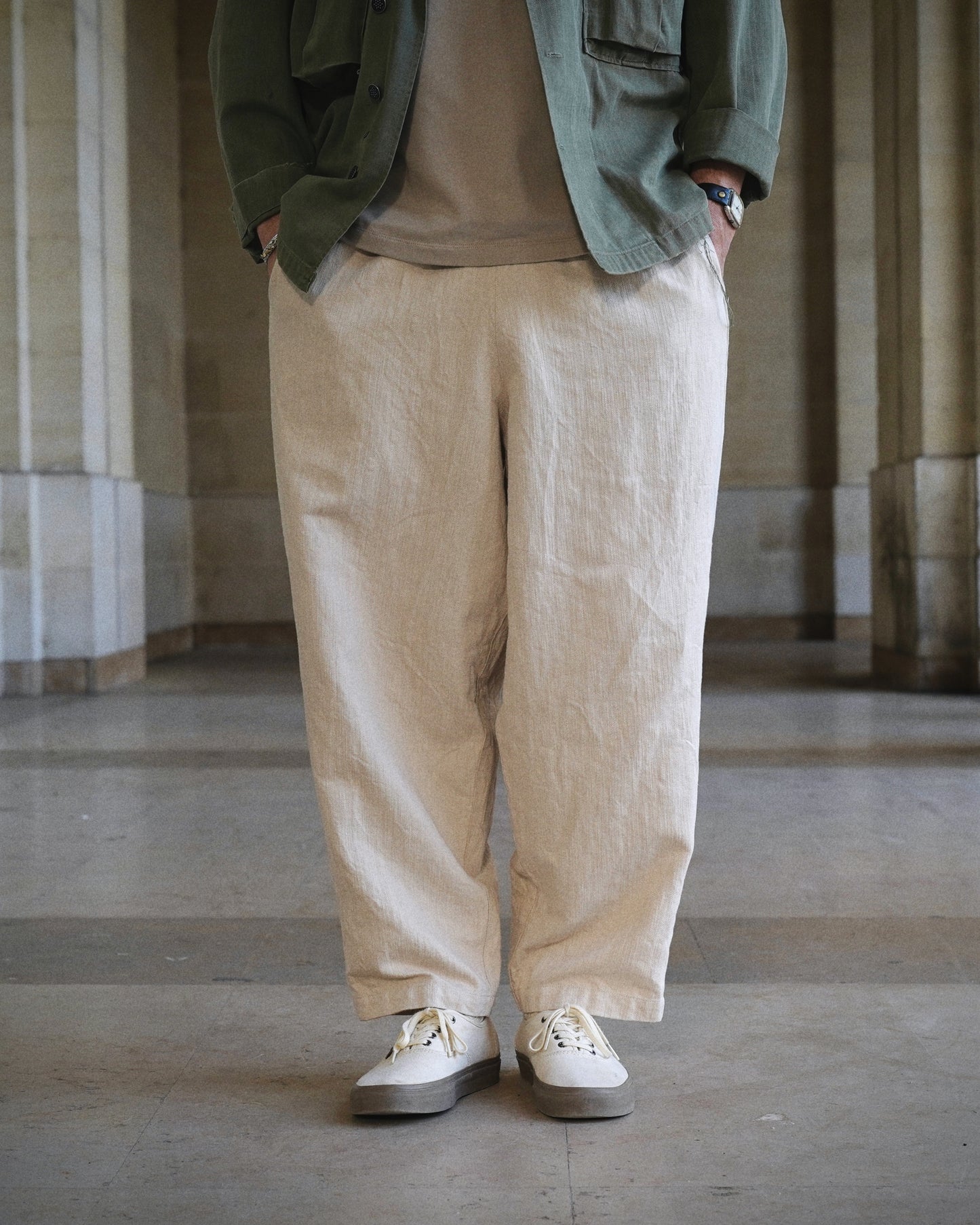 Warm up pants coton lin écru