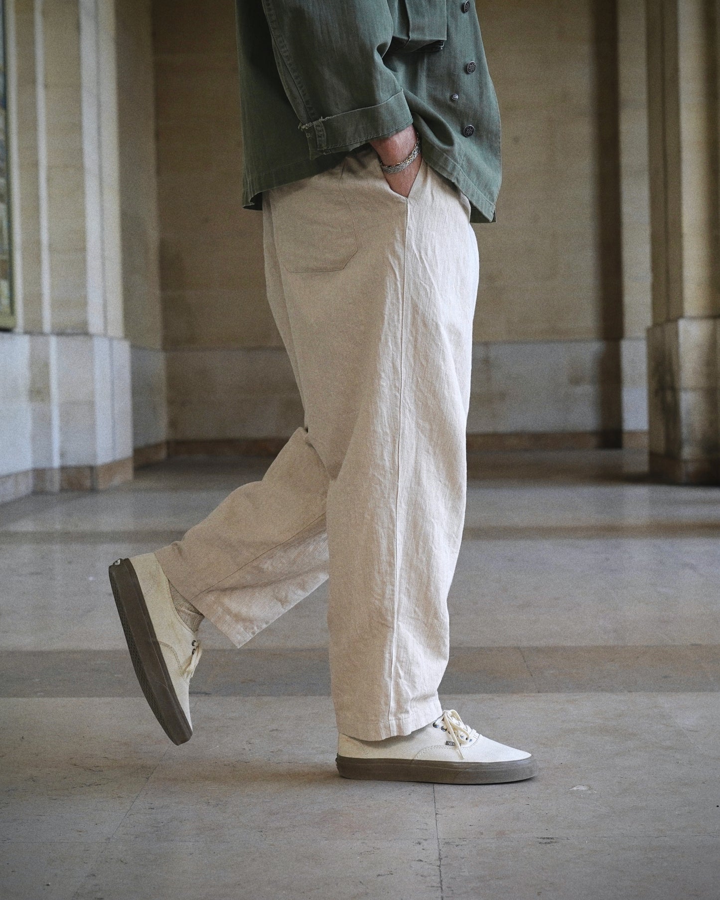 Warm up pants coton lin écru
